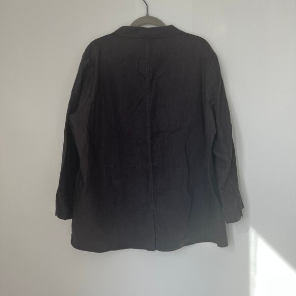 Wrap London Brown Linen Long-Sleeve Blazer 14 Lagenlook Minimalist Workleisure - Picture 6 of 6